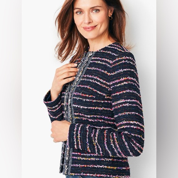 Fringe Tweed Jacket Talbots Sz 8 - Picture 3 of 11